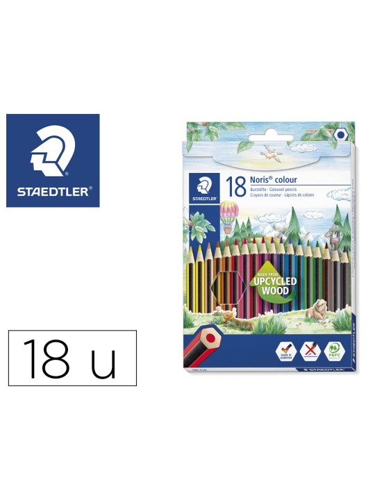 Lapices de colores staedtler upcycled wood ecologico 18 colores en caja de carton