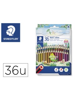 Lapices de colores staedtler upcycled wood ecologico 36 colores en caja de carton