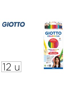 Lapices de colores giotto colors 3.0 mina 3 mm caja de 12 colores surtidos