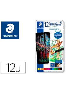 Lapices de colores staedtler super soft caja metal de 12 colores surtidos