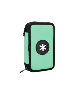 Plumier escolar antartik doble cremallera color menta 28 piezas