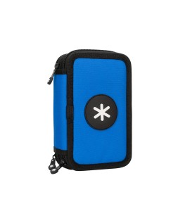 Plumier escolar antartik triple cremallera color azul 36 piezas
