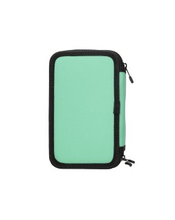 Plumier escolar antartik triple cremallera color menta 36 piezas