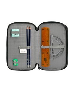 Plumier escolar antartik triple cremallera color menta 36 piezas