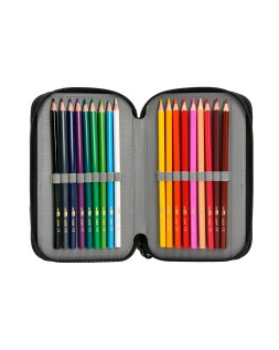 Plumier escolar antartik triple cremallera color menta 36 piezas