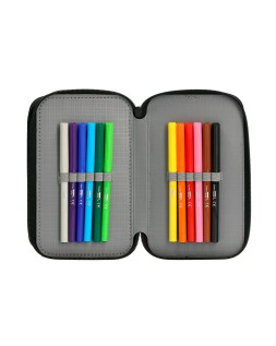 Plumier escolar antartik triple cremallera color menta 36 piezas