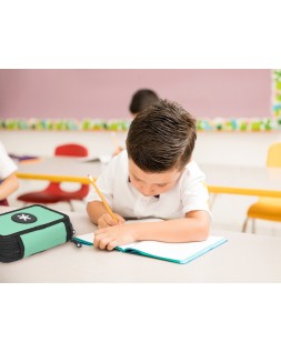 Plumier escolar antartik triple cremallera color menta 36 piezas