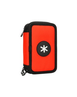 Plumier escolar antartik triple cremallera color rojo 36 piezas