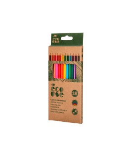 Lapices de colores liderpapel ecouse caja de 12 unidades colores surtidos con certificado fsc