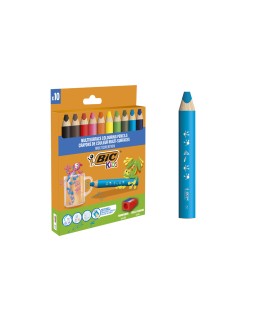 Lapices de colores bic multisuperficies triangulares mina borrable caja de 10 unidades colores surtidos +
