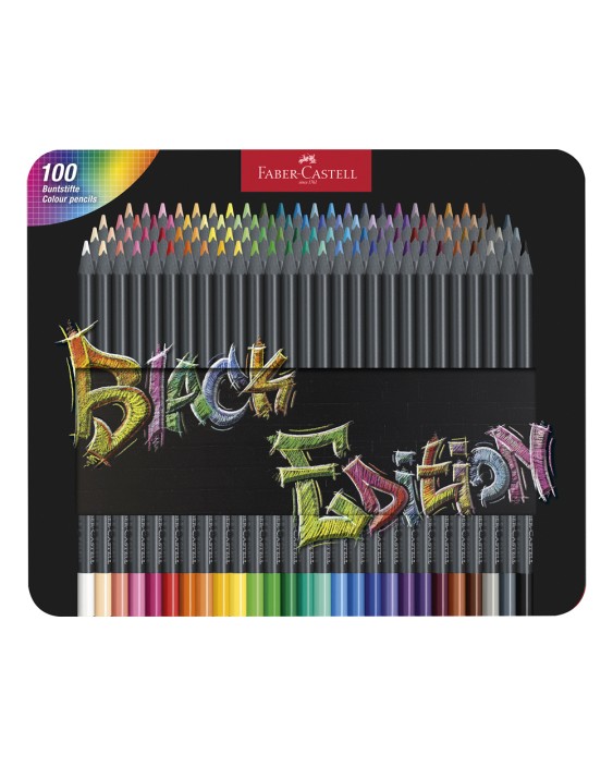 Lapices de colores faber castell black edition caja metalica de 100 unidades colores surtidos