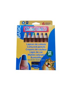 Lapices de colores playcolor maxi basic caja de 6 unidades colores surtidos