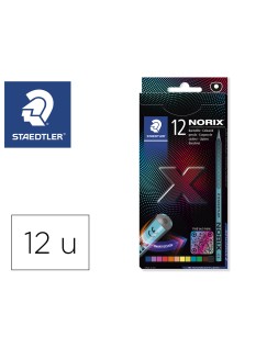 Lapices de colores staedtler norix con forma inteligente estuche de 12 unidades colores surtidos