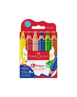 Lapices de colores faber castell grippy xxl caja de 6 unidades colores surtidos