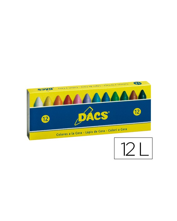Lapices cera dacs caja de 12 colores surtidos
