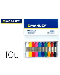 Lapices cera manley caja de 10 colores surtidos