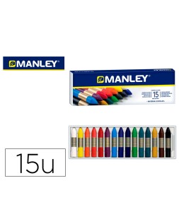 Lapices cera manley caja de 15 colores surtidos