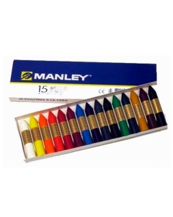 Lapices cera manley caja de 15 colores surtidos