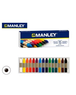 Lapices cera manley caja de 15 colores surtidos
