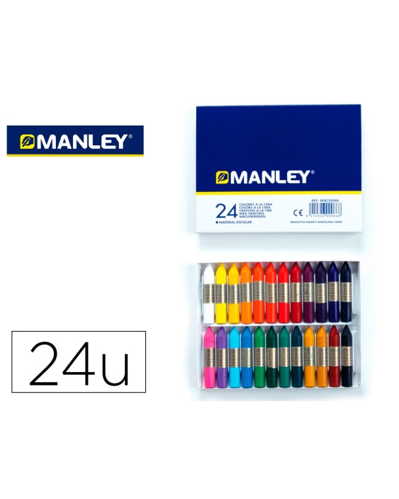 Lapices cera manley caja de 24 colores surtidos