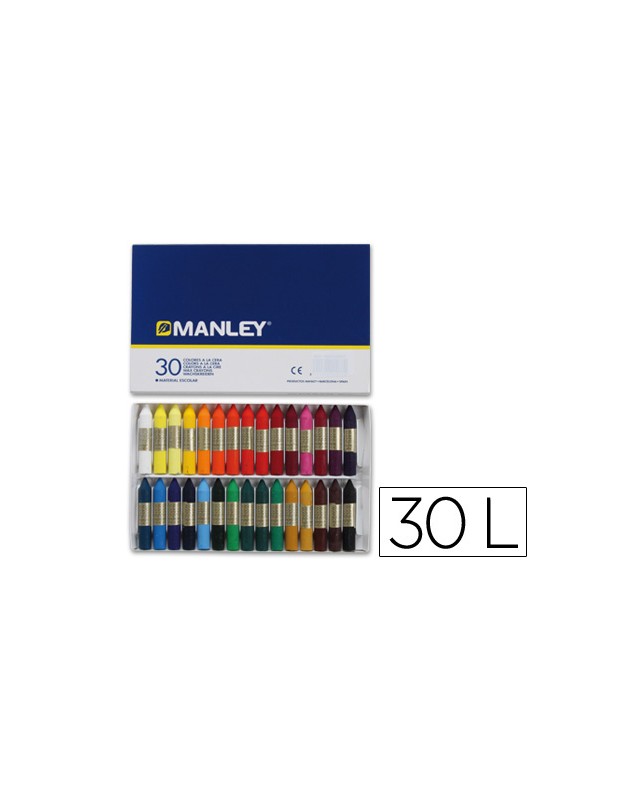 Lapices cera manley caja de 30 colores surtidos