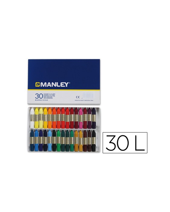 Lapices cera manley caja de 30 colores surtidos
