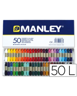 Lapices cera manley caja de 50 colores surtidos