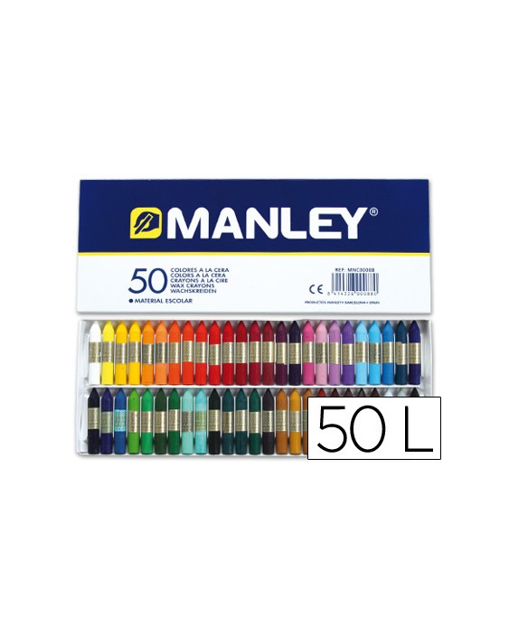 Lapices cera manley caja de 50 colores surtidos