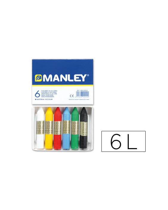 Lapices cera manley caja de 6 colores surtidos