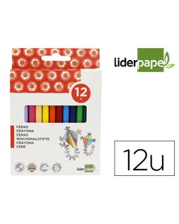 Lapices cera liderpapel caja de 12 unidades colores surtidos
