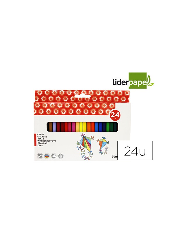 Lapices cera liderpapel caja de 24 unidades colores surtidos