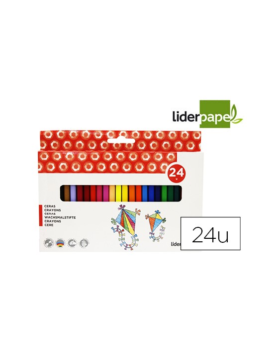 Lapices cera liderpapel caja de 24 unidades colores surtidos