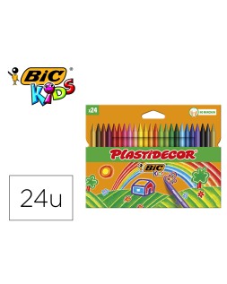 Lapices cera plastidecor caja de 24 colores surtidos