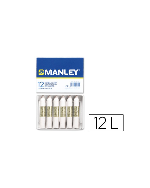 Lapices cera manley unicolor blanco n.1 caja de 12 unidades