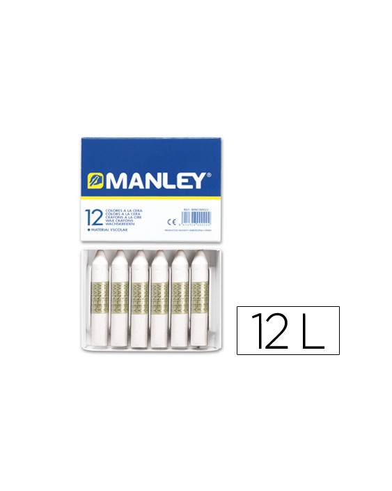 Lapices cera manley unicolor blanco n.1 caja de 12 unidades