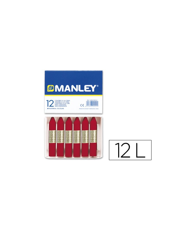 Lapices cera manley unicolor carmin n.10 caja de 12 unidades