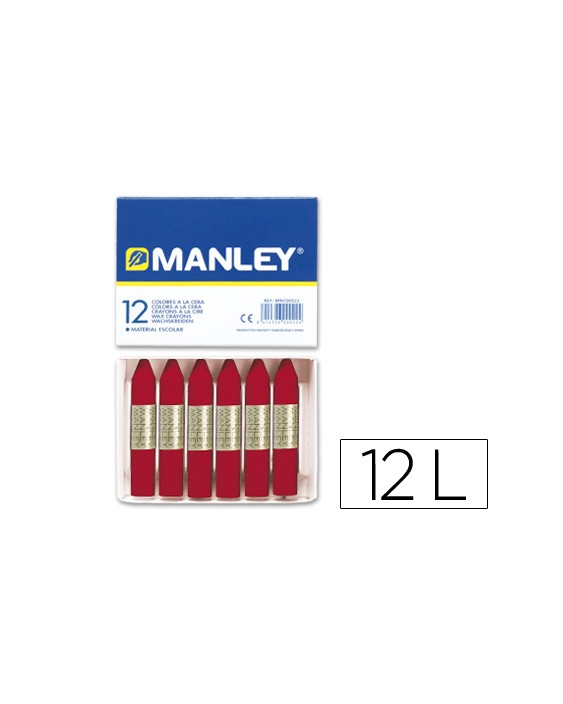 Lapices cera manley unicolor carmin n.10 caja de 12 unidades