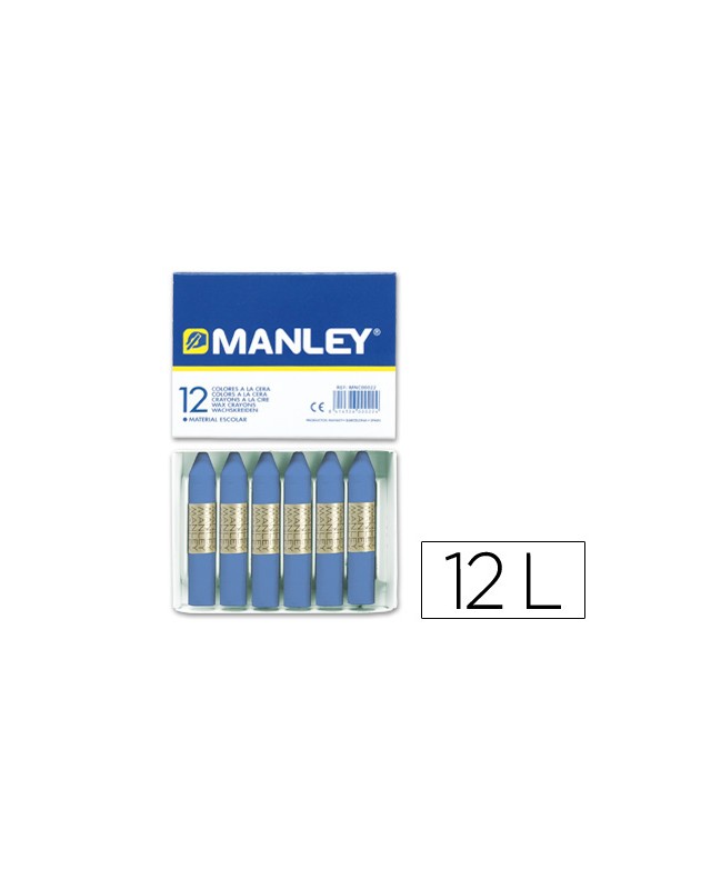 Lapices cera manley unicolor azul ultramar n.18 caja de 12 unidades