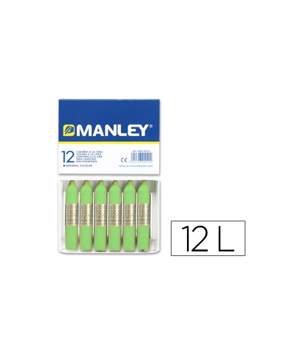 Lapices cera manley unicolor verde amarillento n.22 caja de 12 unidades