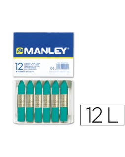 Lapices cera manley unicolor verde turquesa n.23 caja de 12 unidades