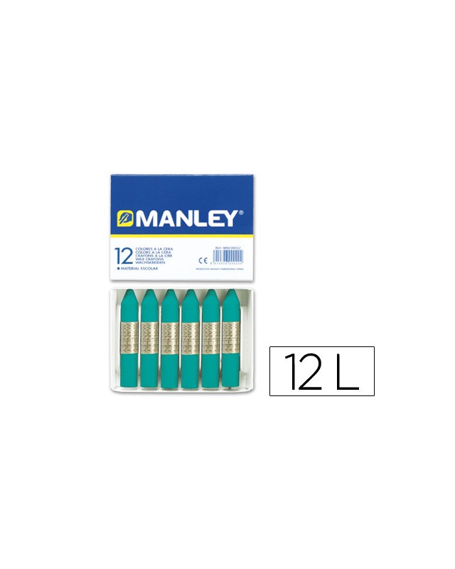 Lapices cera manley unicolor verde turquesa n.23 caja de 12 unidades