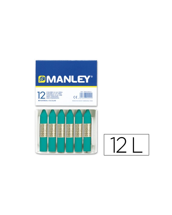 Lapices cera manley unicolor verde turquesa n.23 caja de 12 unidades