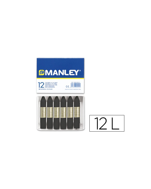 Lapices cera manley unicolor negro n.30 caja de 12 unidades