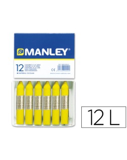 Lapices cera manley unicolor amarillo limon n.2 caja de 12 unidades