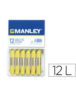 Lapices cera manley unicolor amarillo claro n.4 caja de 12 unidades