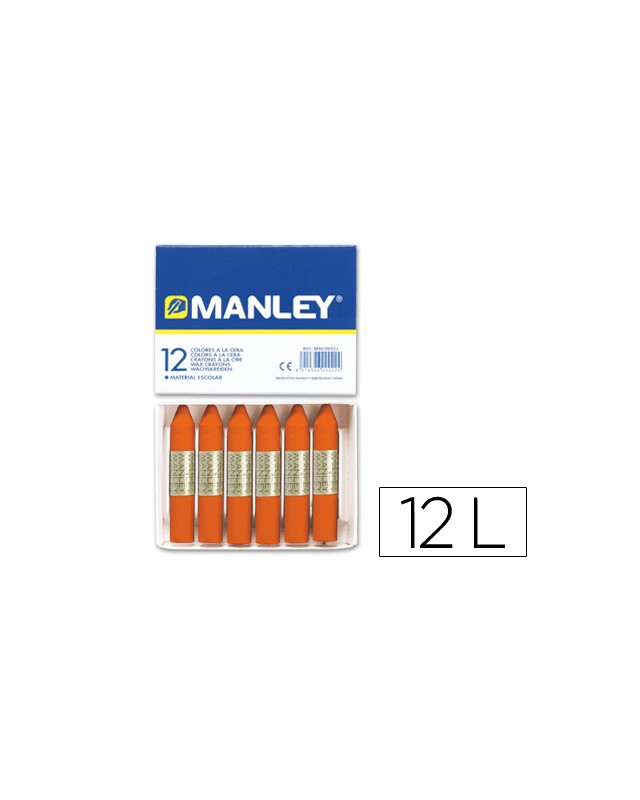 Lapices cera manley unicolor naranja n.6 caja de 12 unidades