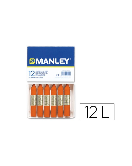Lapices cera manley unicolor naranja n.6 caja de 12 unidades