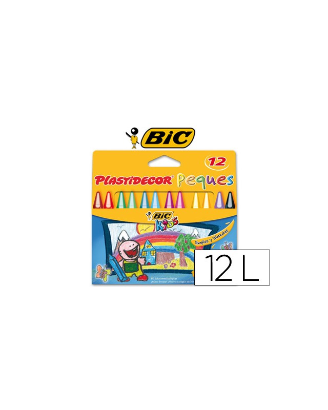 Lapices cera plastidecor peques caja de 12 colores surtidos
