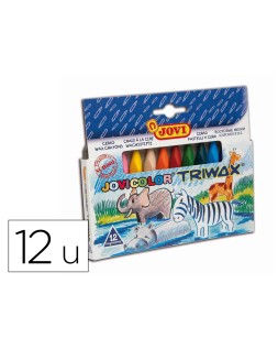 Lapices cera jovicolor triangular triwax 12 unidades colores surtidos
