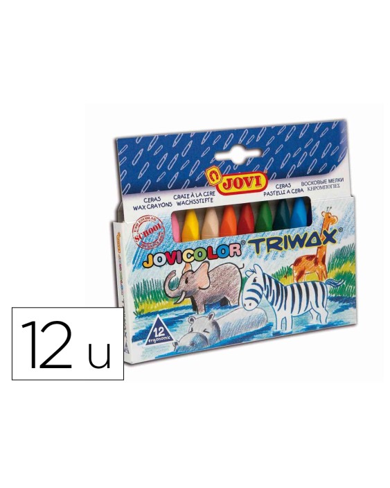 Lapices cera jovicolor triangular triwax 12 unidades colores surtidos